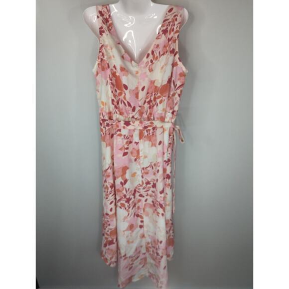 Luxology Floral Button Front Hi Lo Hem Button Down Bohemian Dress Women's L NWT - Picture 7 of 11